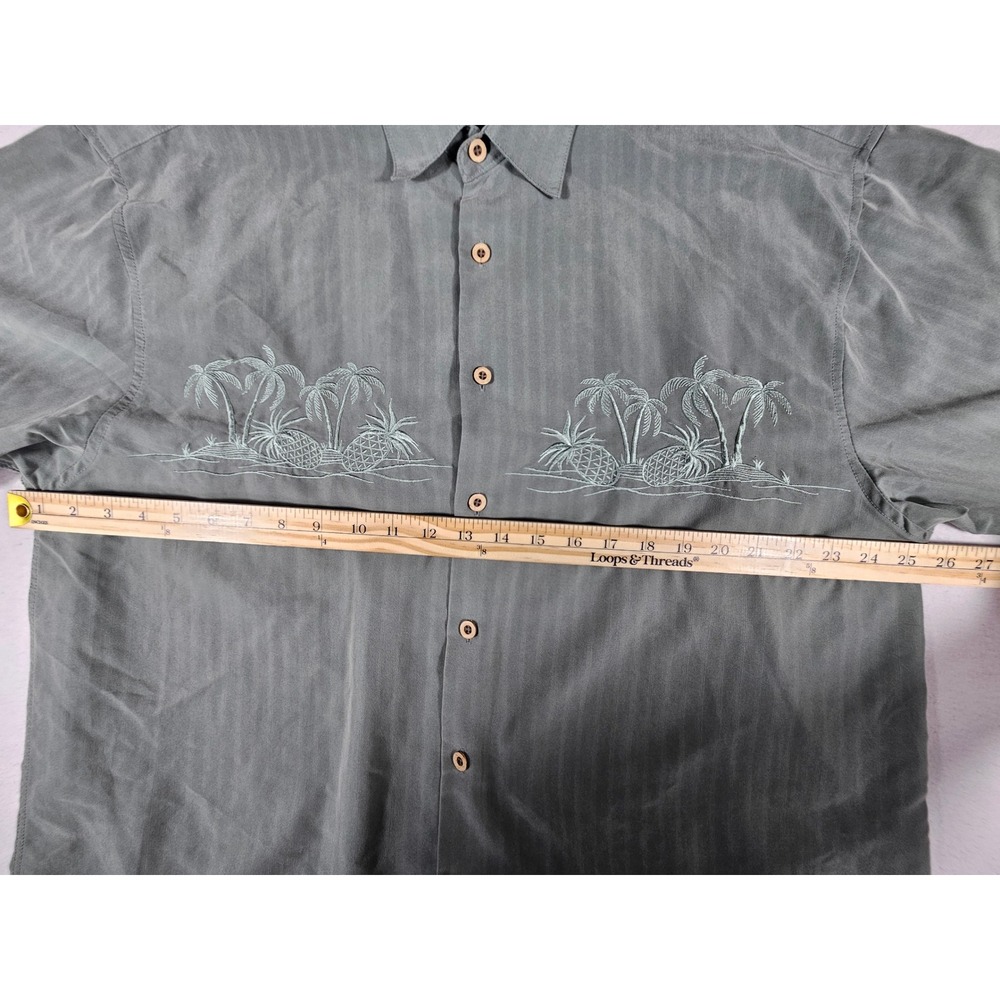 Maui Clothing Company Mens XL Sage Green Palm Tree Pineapple Embroidered Shirt - Picture 5 of 8